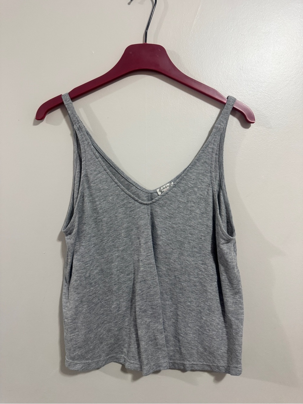 F Free People Intimately Gray Ribbed Cami Tank Top Boho Minimalist Soft Girl Sm